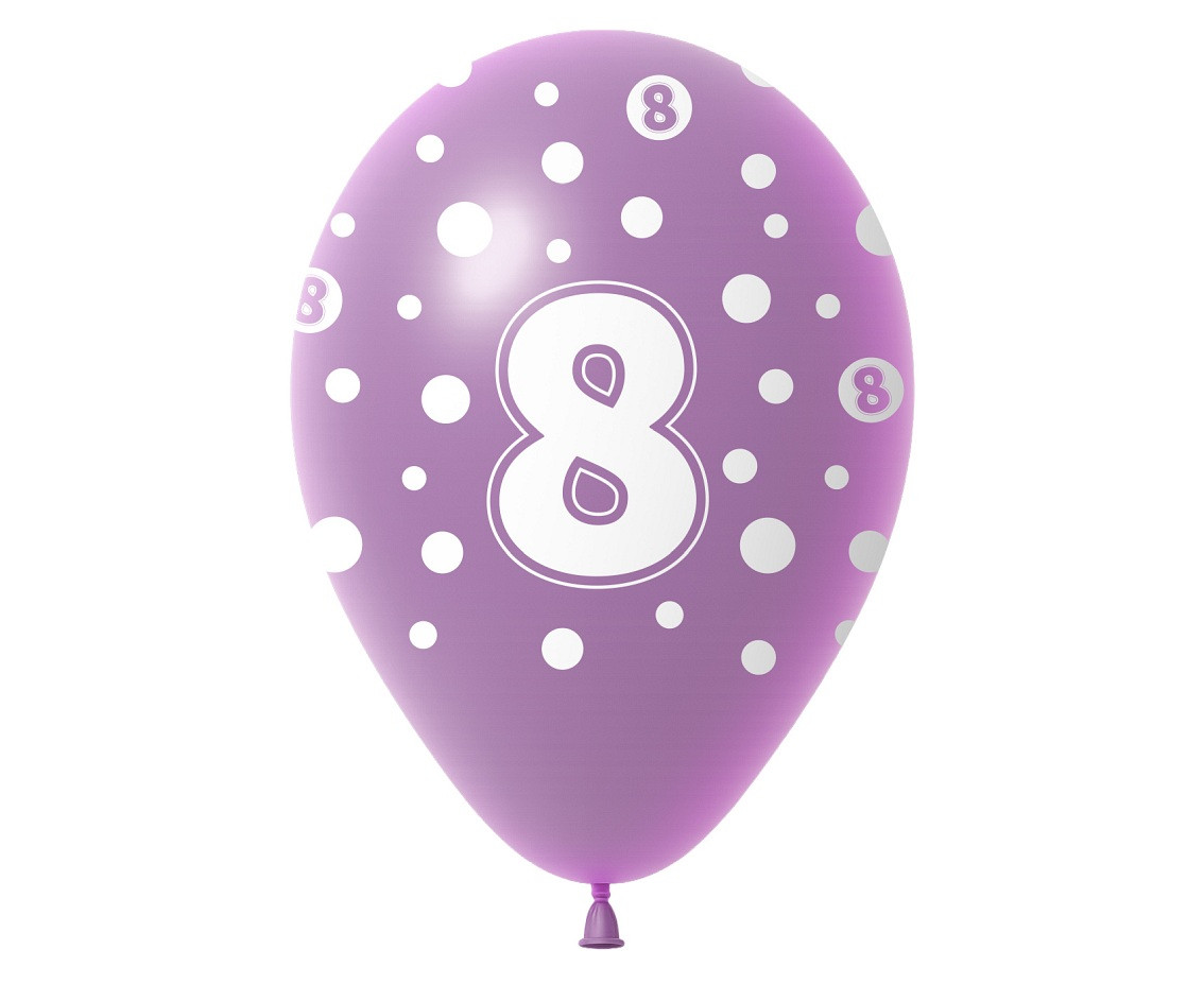 Balloon with digit 8, 12" / 5 pcs.
